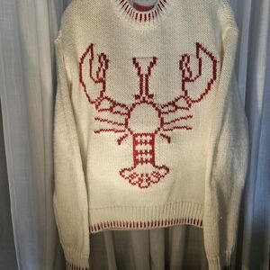 Lobster Design Cream Sweater